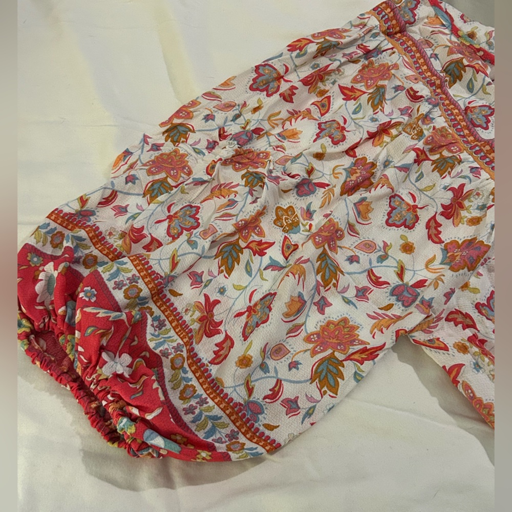 NWT Rachel Zoe Orange Cream Floral Boho Bohemian Tunic w Sailor Collar sz 2X - Picture 12 of 14